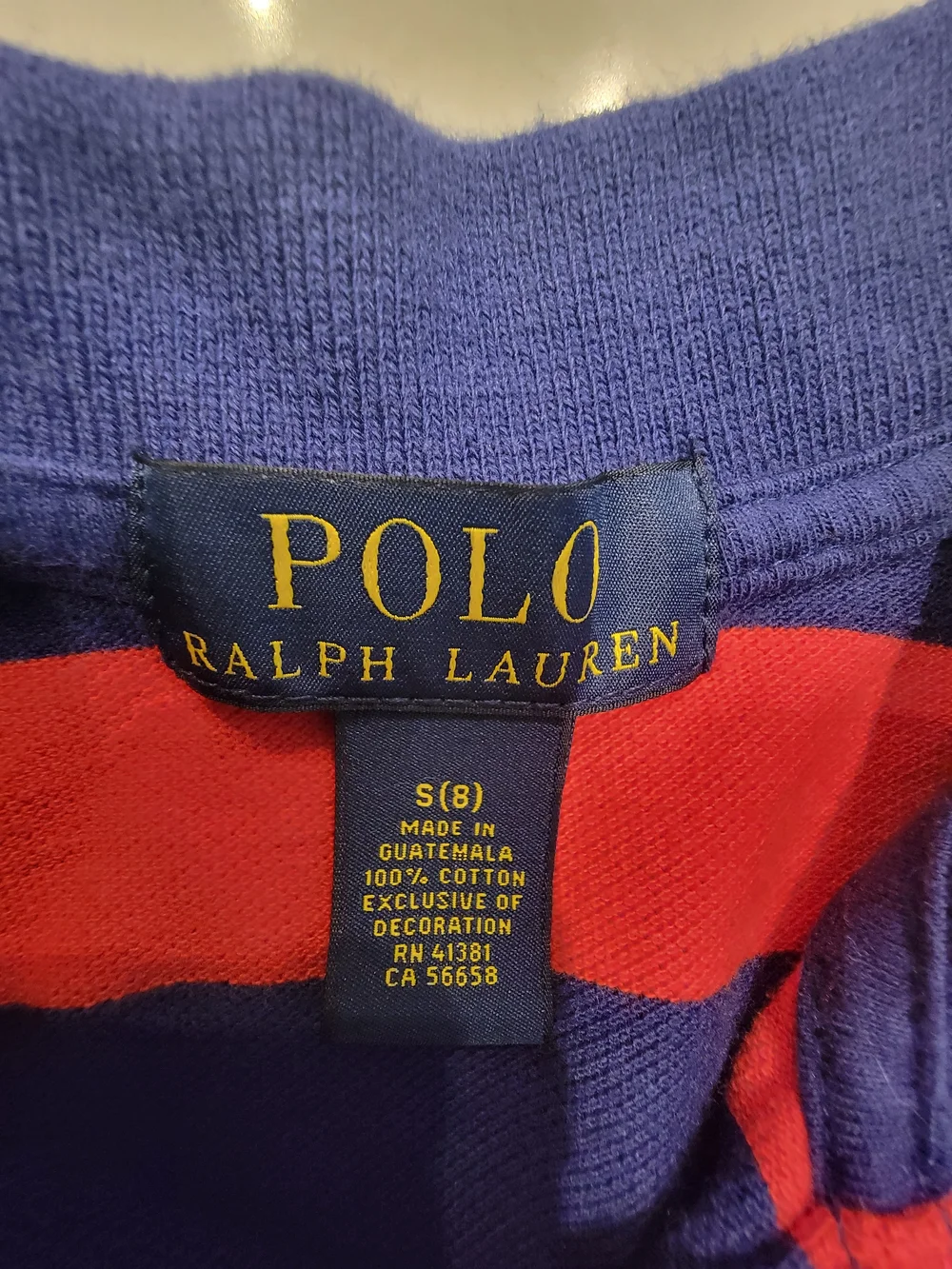 Polo Ralph Lauren Boys Size 8 Red Navy Stripe Cotton Polo Shirt Preppy kid BTS